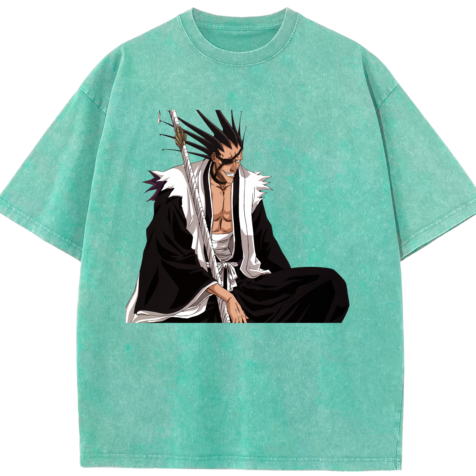 （画像用） ブリーチ ざらき けんぱち BLEACH Zaraki Kenpachi 綿100% ヴィンテージ風 半袖Tシャツ（フロントプリント）